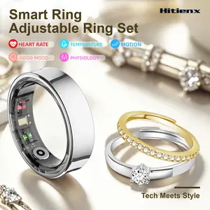 Smart Ring Set – Health Tracker + Adjustable Stackable Ring, Stylish & Functional | Heart Rate, Sleep, Temperature Monitoring | iOS & Android Compatible No Subscription