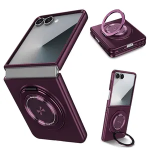 For Samsung Galaxy Z Flip7 Flip 5/6 Case, Magnetic Wireless Charging, 360 Degree Rotating Stand, Scratch Resistant, Shockproof, Durable Phone Cover