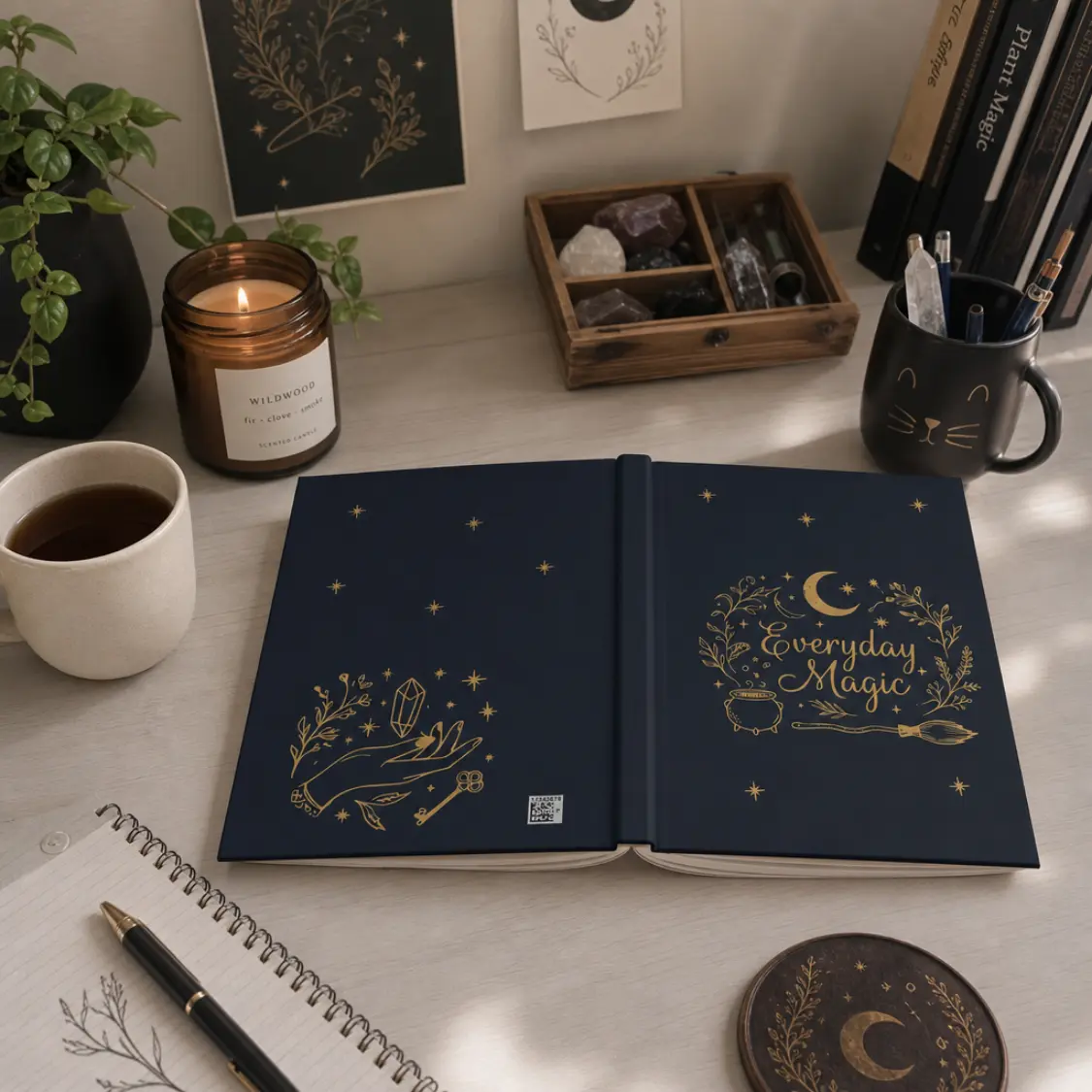 Everyday Magic journal | Hardcover Matte, moon, cauldron, crystals, witchy notebook