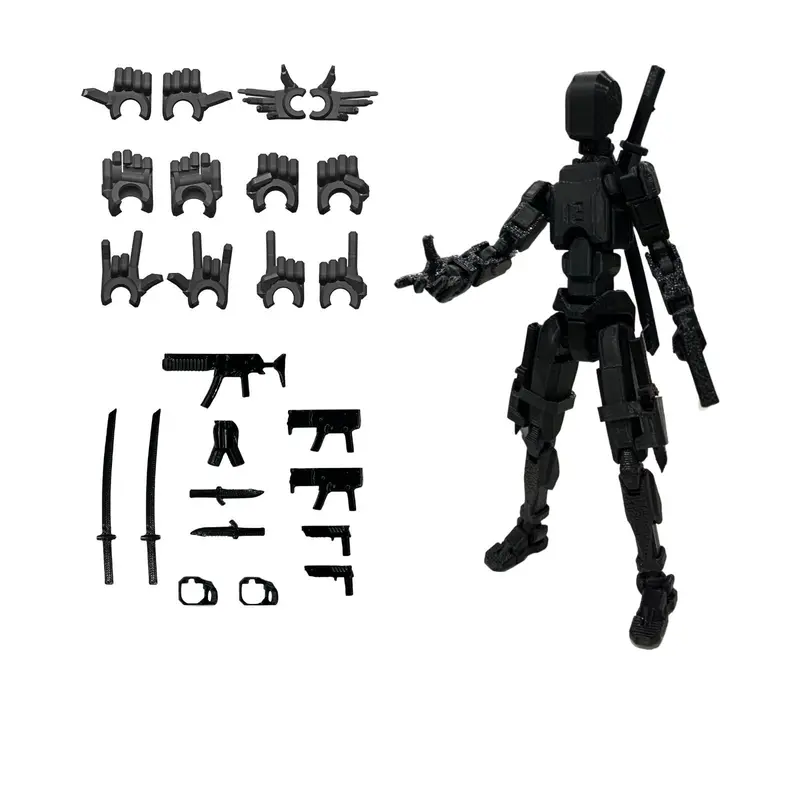 Assembed 3D Printed 5.54'' Stick 13 Action Figure, Multi-Jointed Titan13, Articulated T13 Desktop Decoration,12 in 1 d13 Accessories Best Birthday Festival Gift