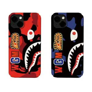 Couple's trendy Bape Shark Mouth Themed Phone Case Premium Matte Texture, Protection, Shockproof, Anti-Drop, Anti-Fingerprint For IPhone 17-12, Pro Max, Pro Plus, and Samsung S25-22 Protection Safety
