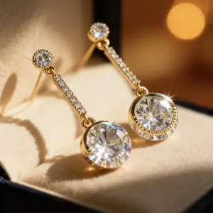 White Zircon Earrings for Women, Dangle Chain Design, Elegant Luxury Sparkling Jewelry Gift