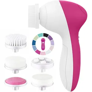 🎀 5-in-1 Electric Facial Cleansing Brush | With 5 Interchangeable Brush Heads & 2 Adjustable Speeds for Deep Cleansing & Massage | Professional Skincare Device, Skin Care Tool for Face & Neck