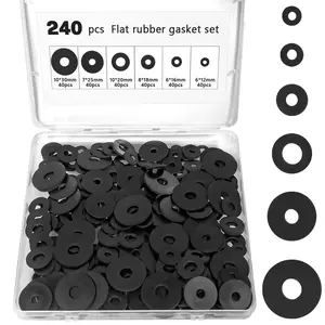 240 count Rubber Washers Assortment Kit, 12/16/18/20/25/30 mm Black Rubber Gasket, Vibration Absorbing Sealing Washer for  Faucets Screws Garden Hose Shower  (6 Sizes)
