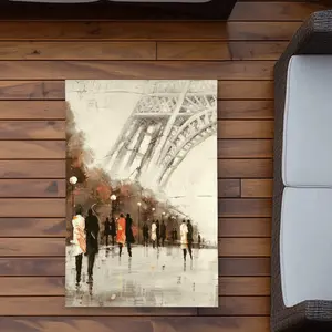 Begin Home Decor C1ROAR231NBSLA 2 x 3 ft. People Walking Near the Eiffel Tower Rug - Outdoor Home Decor - Rectangle, Contemporary Look, Indoor/Outdoor