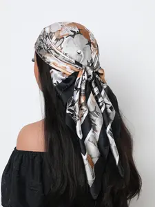 Women's Floral Print Square Scarf, Fashionable Soft Comfortable Scarf for Daily Wear, Casual Versatile Scarf for Women & Girls