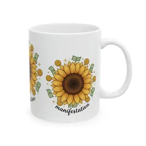 Sunflower Manifestation Mug | Ceramic Coffee Cup, 11oz or 15oz