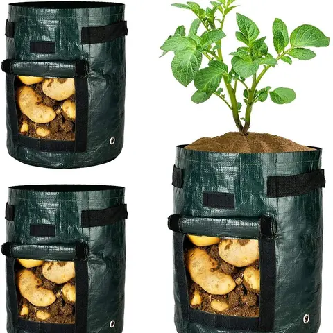 3-Pack Potato Grow Bags Garden Waterproof Reusable Vegetable Plant Pots