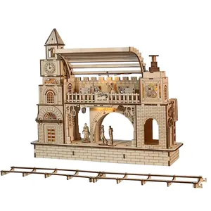 3D Wooden Puzzle Railway Station Model Kits To Build Wooden Construction Handmade DIY Craft Unique Gift For Christmas