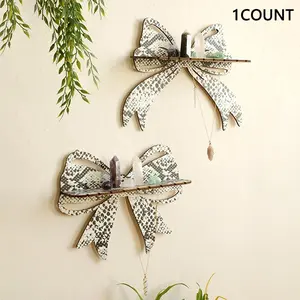 Wooden Bowknot Shaped Wall Mounted Jewelry Display Rack, 1 Count Modern Decorative Storage Rack, Home Decor for Living Room Bedroom Bathroom, Shelves