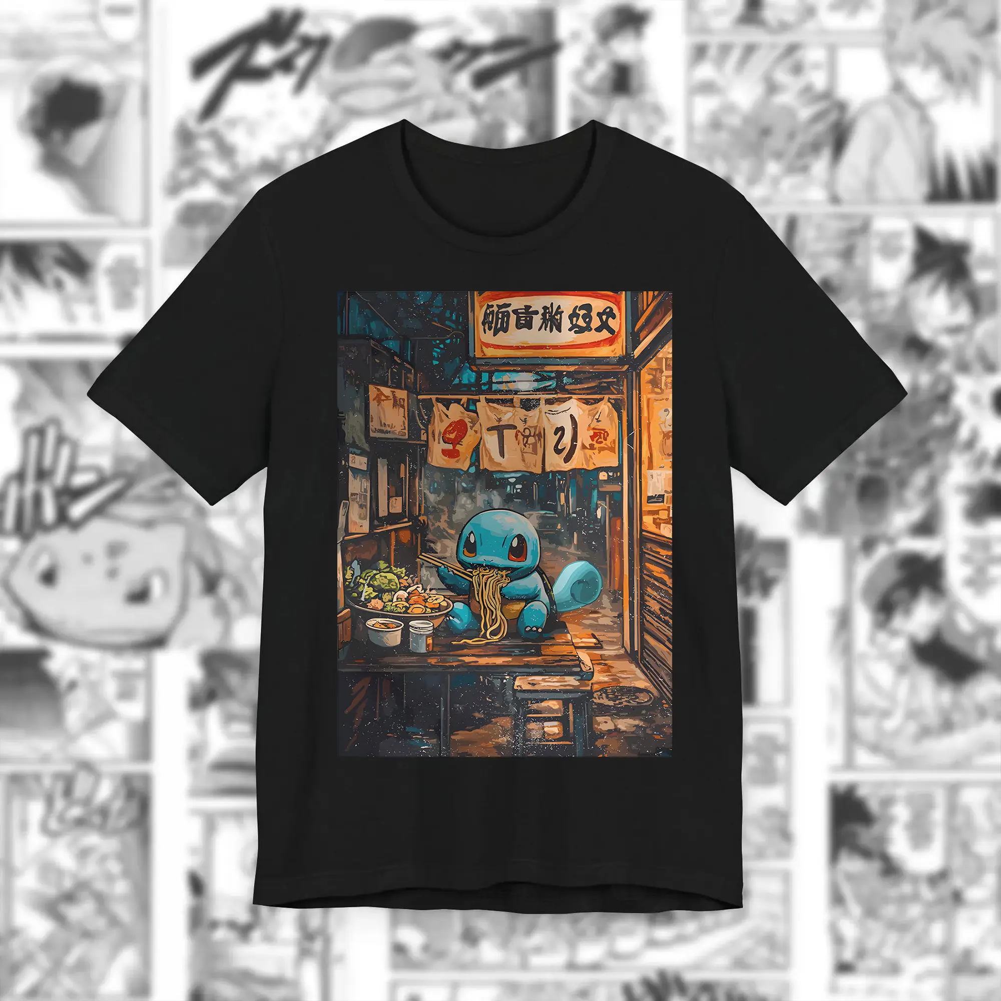 Squirtle Ramen Shirt, P0.ke.m0n Japanese Shirt, Anime Manga Shirt, Game Shirt, Graphics Tee, Top Menswear Unisex Casual T-shirt