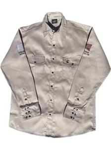 Slickman Khaki FR Brass Snaps Button Front Shirts Casual Beige