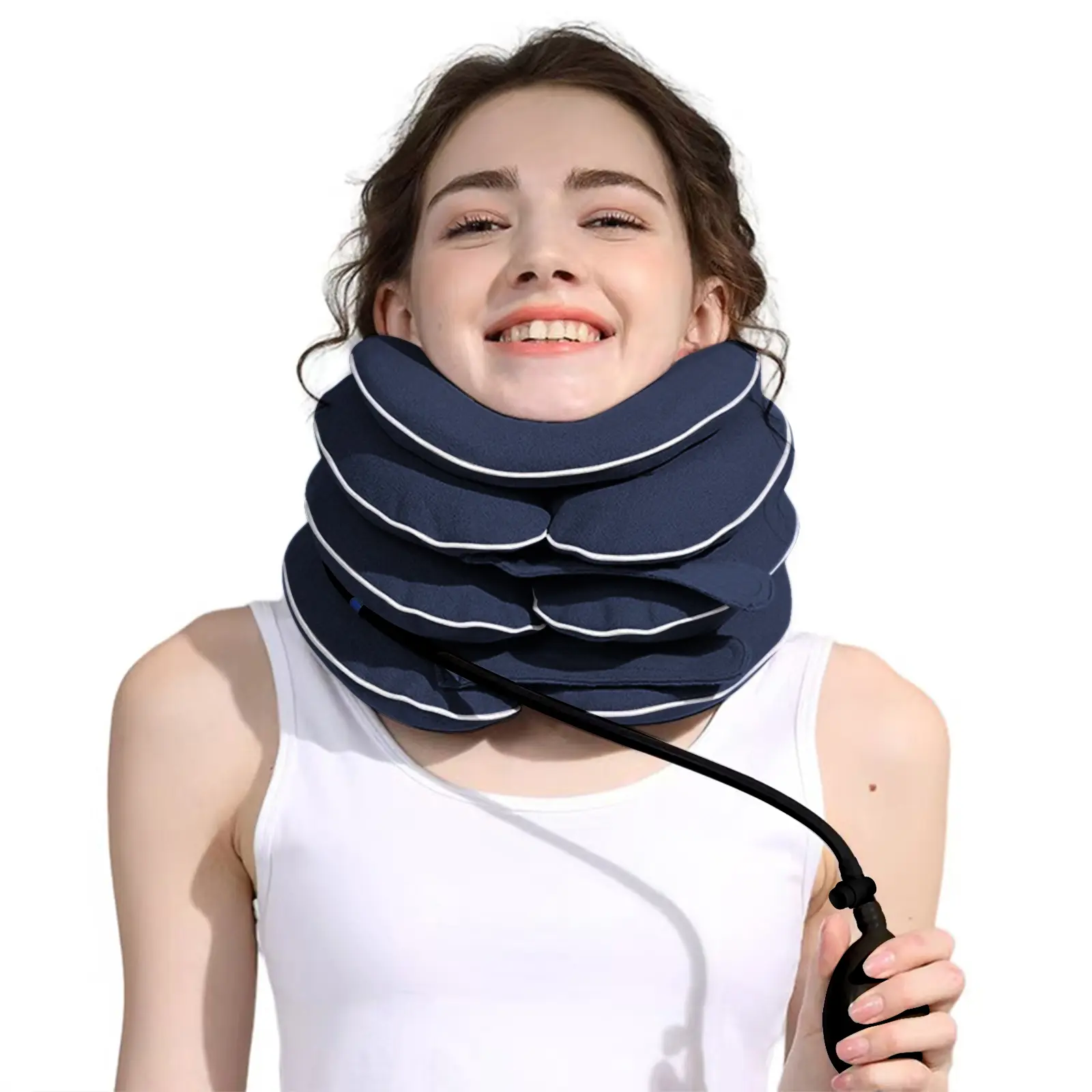 Inflatable Cervical Traction Collar, Adjustable Neck Traction Device, Portable Neck Stretcher for Neck Alignment & Daily Neck Support