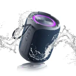 40W Portable Wireless Speaker Powerful Sound Stereo, IPX7 Waterproof Shower Speakers with Colorful LED Light, 4-in 1 BT / Aux / TF-Card / U Disk Input,  Bluetooth Speaker for Outdoor, Party, Travel, Easy to Use, High Quality