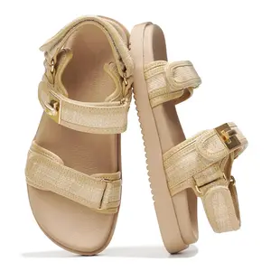 Genuine Leather Platform Sandals Women Footwear - Comfortable And Adjustable Strappy Summer For 2025 Memory Foam Non-slip Slingback Beach Slides (mona  Raffia 8.5)