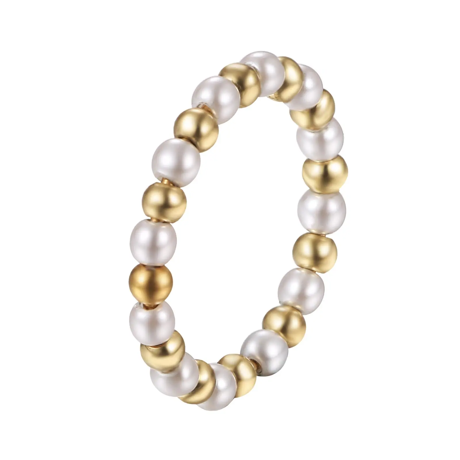 OIDEA Women's Tarnish-Free Stainless Steel Minimalist Faux Pearl Beaded Band Ring - Stackable Thin, Pinky Promise, Dainty Pearl Ring for Wedding Gifting, Sizes 6-11, Pinky Promise Ring, Pearl Rings