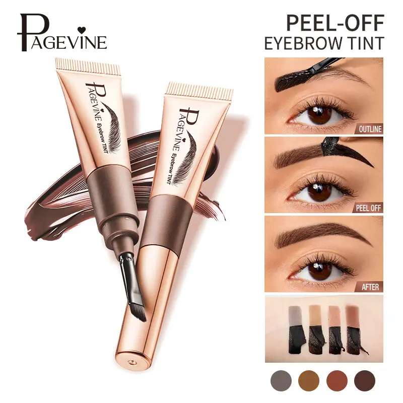 Peel-Off Eyebrow Gel - Waterproof & Sweatproof, Long-Lasting Eyebrow Tint, Film Forming Natural Look, Easy Wash Off, Smudge-Proof for All Skin Types, Black Brown Eyebrow Gel Makeup