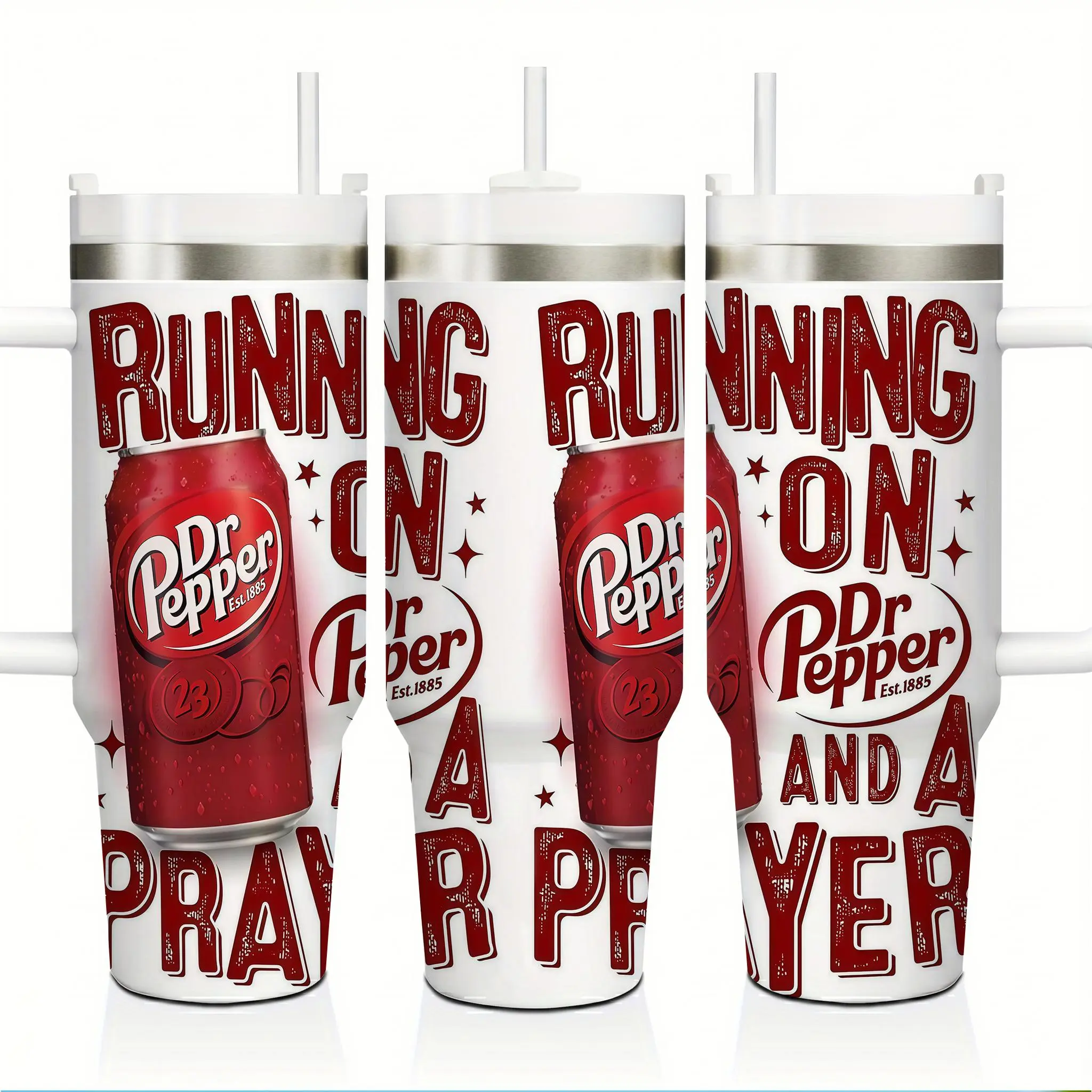 Retro Soda 40oz Insulated Travel Tumbler – Stainless Steel Vacuum Thermal Mug with Handle & Straw, Leakproof Reusable Cup for Hot & Cold Drinks