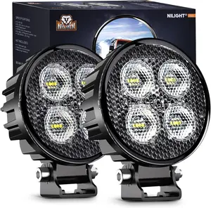 Nilight 2PCS 3Inch Led Pods Round 1500LM Built-in EMC Work Light 90° Flood Beam Angle for Offroad Lights Side Light Rear Back-Up Light for Tractor Truck Motorcycle Boat ATV UTV  dealsforyoudays