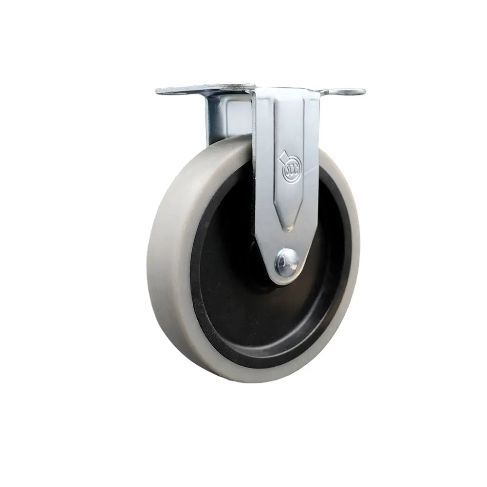 Service Caster SCC-05R510-TPRS 5 in. Rigid Thermoplastic Rubber Caster Wheel with Top Plate, Rubber Castors