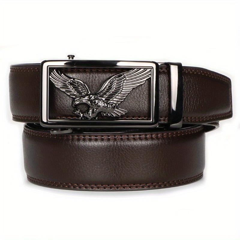 Men's Genuine Leather Belt 2-Piece Set with Automatic Ratchet Buckle Adjustable Comfortable Fit for Business & Casual Wear Perfect Christmas Gift