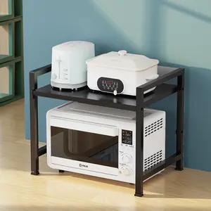 Portable Kitchen Shelf Upgrade, Expandable Dual Layer Rack for Microwave Oven, Simple Home Multifunctional Countertop Organizer