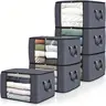 Grey 6-pack clothing storage bag foldable thick cloth blanket used for organizing bedroom wardrobe clothes bedding and storage containers with handles