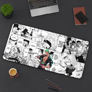 Roronoa Zoro Manga Comic Panel Collage Desk Mat, Iconic Quote XL Gaming Mousepad, Anime Manga Collage XL Panel Gamer Playmat