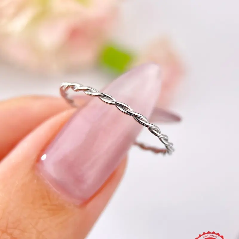 S925 Sterling Silver Simple Twist Design Ring, Stackable Rings, Adjustable Rings, Real Rings, Beautiful Rings, Fashion Accessories for Women & Girls, Trendy All-match & Exquisite Jewelry for Birthday Gift