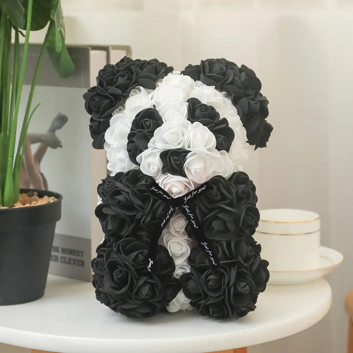 Artificial Rose Bear, Cute Bear Shaped Flower Ornament, Romantic Gift for Girlfriend & Boyfriend, Home Decor for Living Room Bedroom, Fruit, Decorative, Artificial Flower Bouquet, Artificial Flower Decorations, Faux Flower Decor