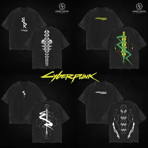 [COLLECTION] Cyberpunk Sandevistan Netrunner Shirt, Spinal Tattoo EdgeRunners Unisex Tee Washed Heavyweight Cotton, Gamer Cyberpunk 2077 Streetwear.
