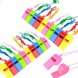 10 Pieces Coaches Whistles with Hanging Ropes, Loud Clear Sound Sports Whistles for Referee Training, Gyms, Physical Education Teachers