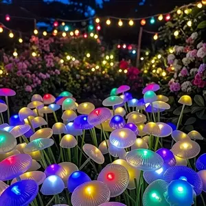 Creative Six-Head Jellyfish Mushroom Shape Lamp, Solar Charging, Automatic Brightness Adjustment, Garden Path Romantic Decoration Lighting Light, Pathway Lights