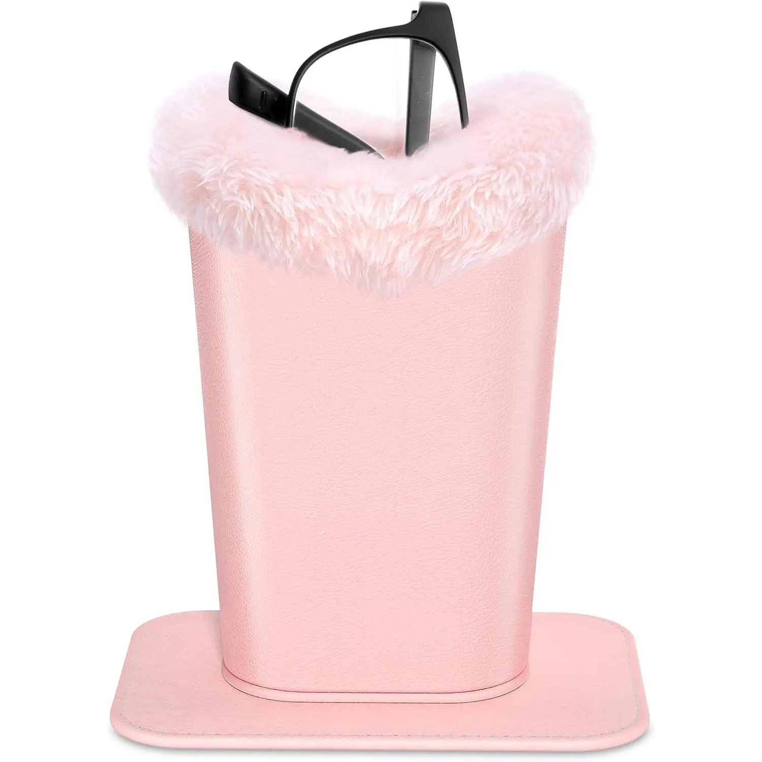 Eyeglasses Holder,Plush Lined PU Leather  Stand Case with  Base,Unisex for Women Men
