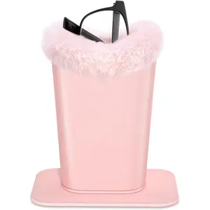 Eyeglasses Holder,Plush Lined PU Leather  Stand Case with  Base,Unisex for Women Men