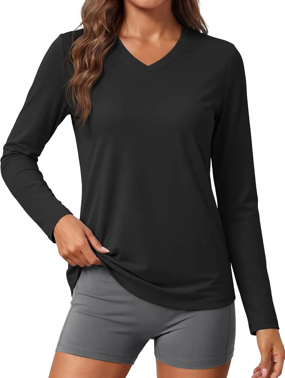 MAGCOMSEN Sun Shirts for Women Long Sleeve SPF Shirt V-Neck UPF 50+ UV Prontection Quick Dry Top for Workout Hiking Swim Gift