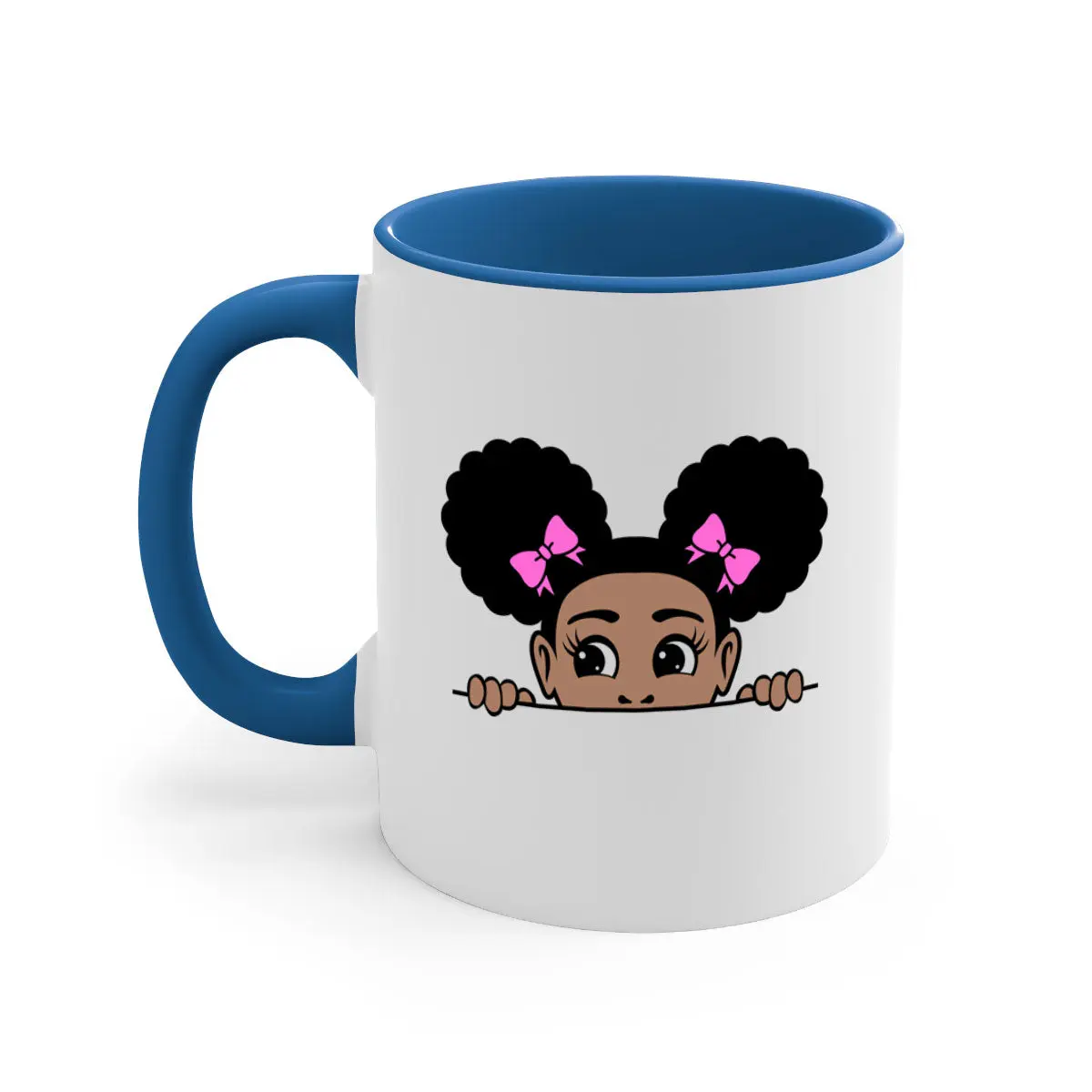afro puffs girl peekaboo 79#- Black women - Girls-Mug / Coffee Cup Ceramic Drinkware
