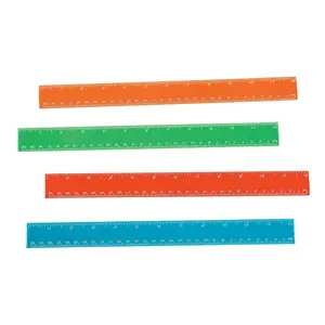 12" Assorted Bright Colors Plastic Rulers - 12 Pc.