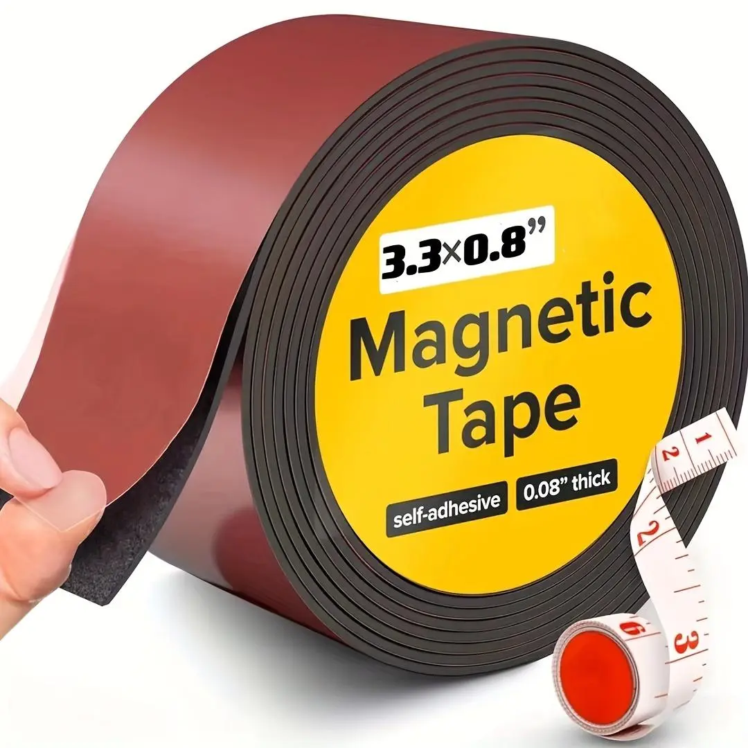 Yitap Strong Magnetic Tape Roll 3.3 Feet Self-Adhesive, Super Strong Adhesion, Magnetic Strip with Magnetic Properties for DIY Friendly Crafts/fridge/business Organization, Patch Form, Free Cut