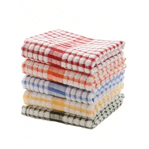 3pcs/6pcs/12pcs Set Kitchen Double-Sided Dishcloth Plaid Cleaning Cloth Multi-Purpose Cleaning Rags For Kitchen, Dining, Car (Random Color), Easy To Clean, Absorbent, Suitable For Kitchen, Dining Room, Car Cleaning, Random Style Shipped