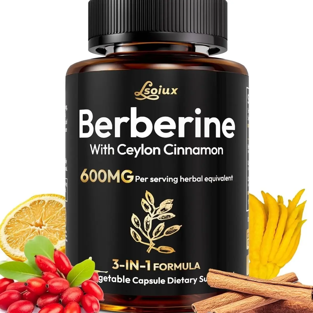 Berberine Supplement with Ceylon Cinnamon, Metabolic Support Formula for Daily Balance, Liposomal Berberine for GLP-1 Lifestyle Support, 600mg, Vegan, Non-GMO, 120 Capsules