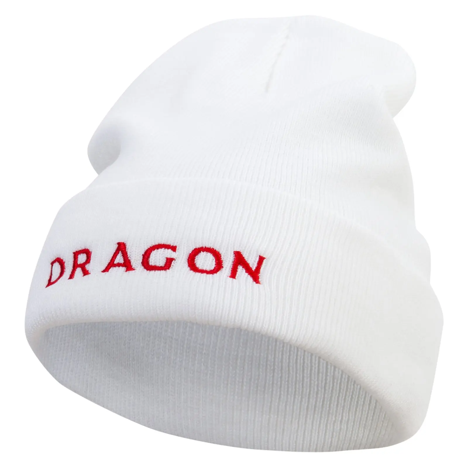 Red Dragon Embroidered 12 Inch Long Knitted Beanie