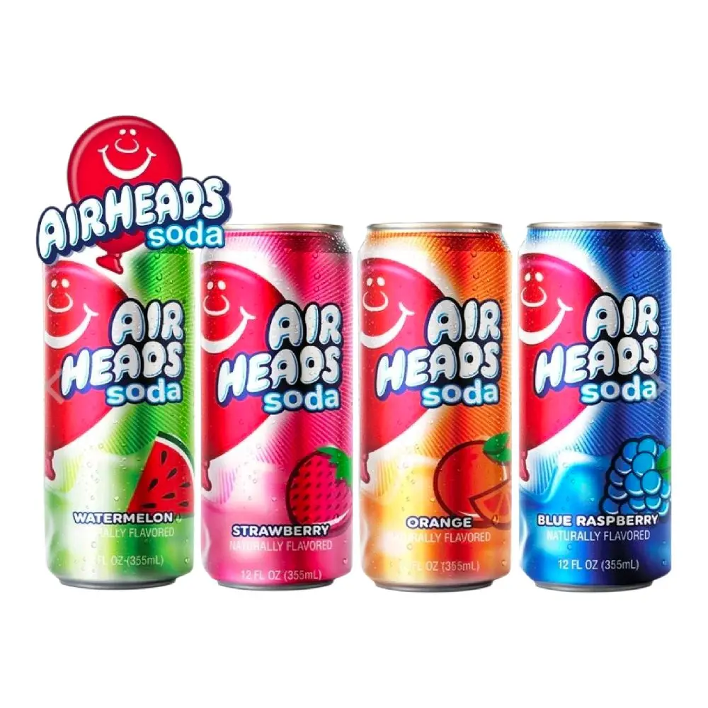 Airheads Candy Fruit Flavored 1 Soda Can 12oz 4 flavors Airheads Candy Fruit Flavored 1 Soda Can 12oz 4 flavors