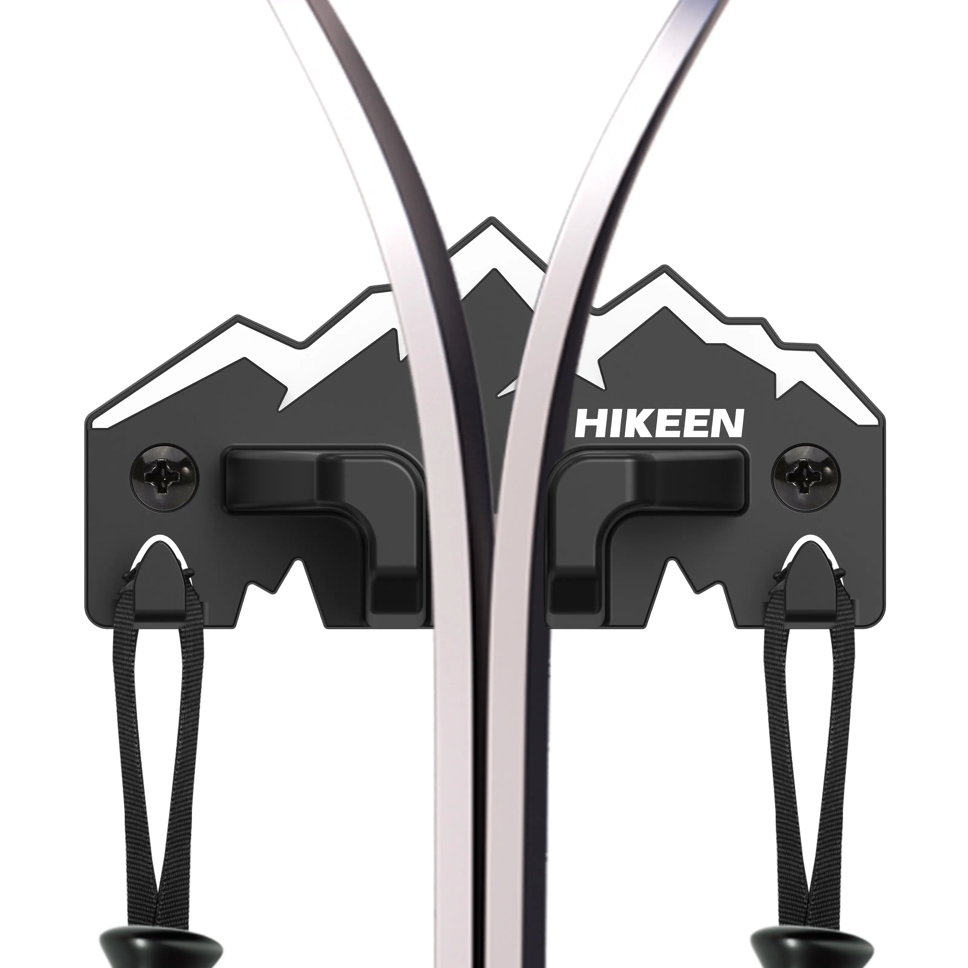 Hikeen Ski Wall Rack for Garage - Ski Wall Mount Storage Rack Fits Any Ski,Garage Organization & Space-Saving Winter Gear - Durable Ski Rack for Wall Display 2Pack