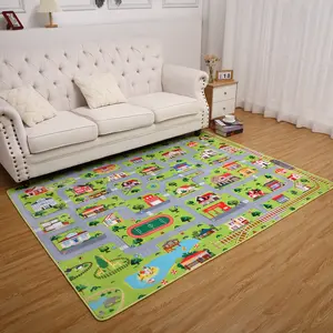 Non-Slip City Road Play Mat Rug for Kids – Soft Educational Car Track Carpet for Nursery, Bedroom & Playroom – Durable & Mark Resistant
