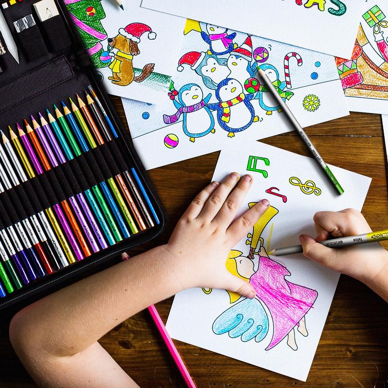 NIL-Tech 55-Piece Premium Drawing & Coloring Art Kit - Charcoal andGraphite Pencils, Watercolor Pencils with Water Brush, Travel Sketchbook, Digital Tutorial Library