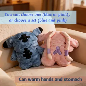 Cute Plush Hot Water Bottle with Jacket, Cozy Soft Fleece Cover, Winter Warmth, Bed and Office Use, Girl and Kids Gift, Washable