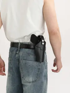 Waist Film Prop Gun Holster, Quick Access Handgun Case, PU Leather Tactical Invisible Movie Prop Gun Bag, Zipper Bum Bag, Street Style, All Seasons