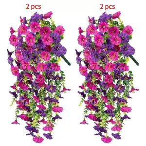 2 Pcs Artificial Plant Set, Artificial Eucalyptus Leaf Plants, Artificial Flower, Artificial Outdoor Flowers, Decorative Flower for Home Garden, Porch, Yard, Seasonal Celebrations, Spring/Summer Decoration, Artificial Flower Plant