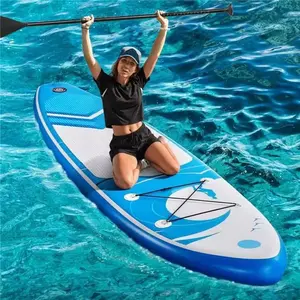Inflatable Paddle Board 6 in Thick Stand Up Paddle Board with Aluminum Adjustable Paddle Accessories Carry Bag Blue